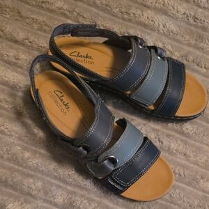 Clarks Navy and Light Blue Strappy Sandals